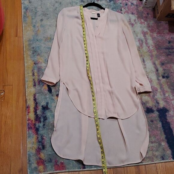 Chico's Black Label Button Up Pleated Tunic Blouse in Baby Pink - Picture 10 of 15